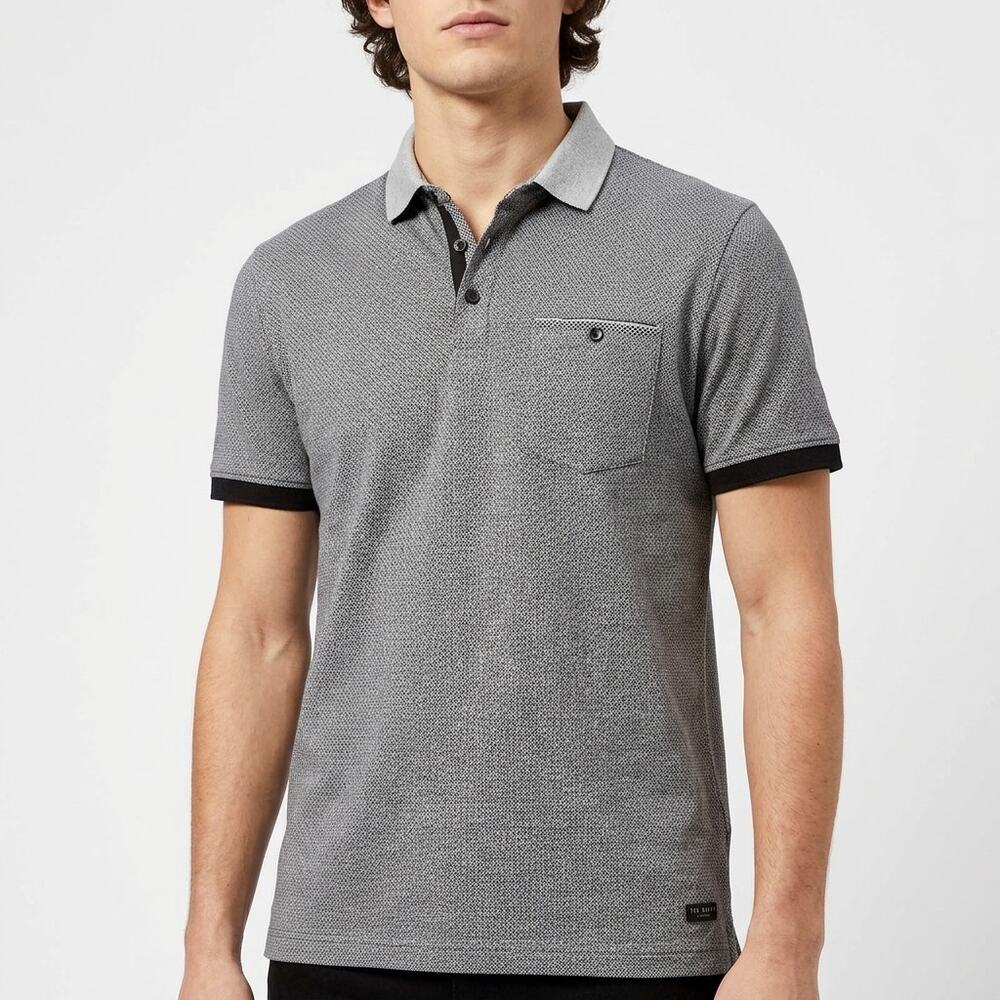 Ted Baker London Gray Geometric Polo Men Size 5